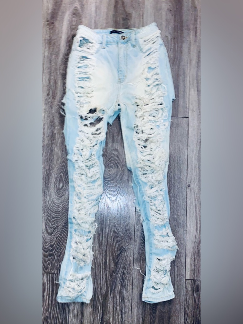 New Distressed Light Blue Women's Skinny Jeans